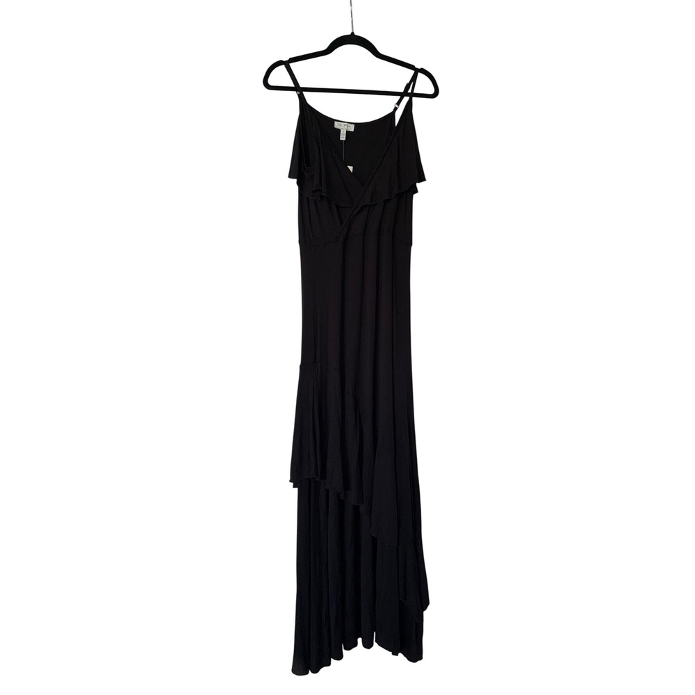 Sofia Jeans‎ by Sofia Vergara Black Ruffle Maxi Dress V-Neck Strap M NEW